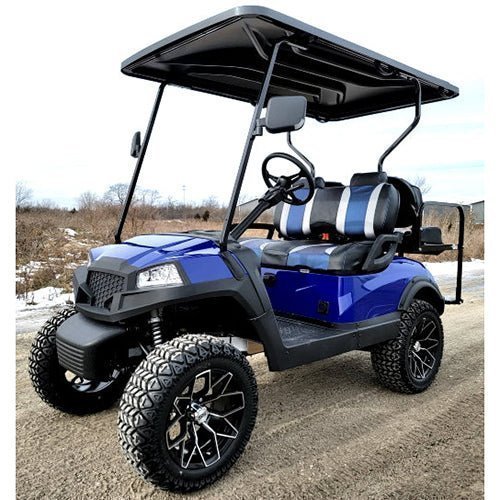 Terminator-48v-Blue_a_84f6b152-022d-442f-92f5-e49e27ccbe66.jpg Terminator 48v Electric Golf Cart Four Seater NEW – Massive Rims/Tires & – Blue Body/Blue Seats - Image 1