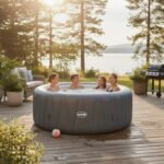 Wave Atlantic 4-Person Round inflatable Hot Tub with integrated Heater and Aquajet Massage System