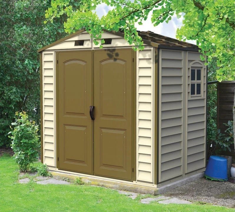 img-1364.jpg DuraMax 8ft x 6ft Storeall Vinyl Shed with Foundation Kit and window - Image 1