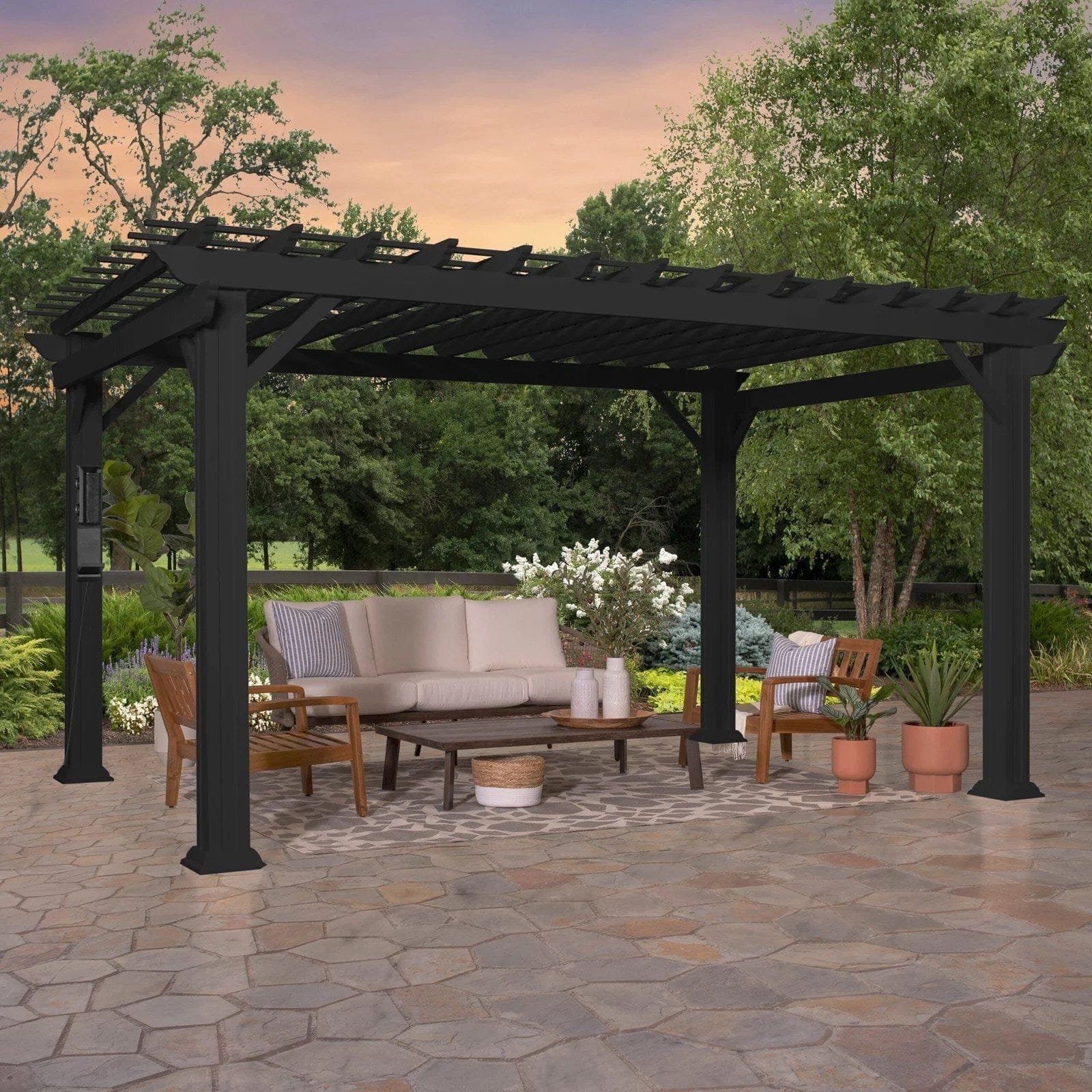 img-219.jpg 14×10 Stratford Traditional Steel Pergola With Sail Shade Soft Canopy - Image 1