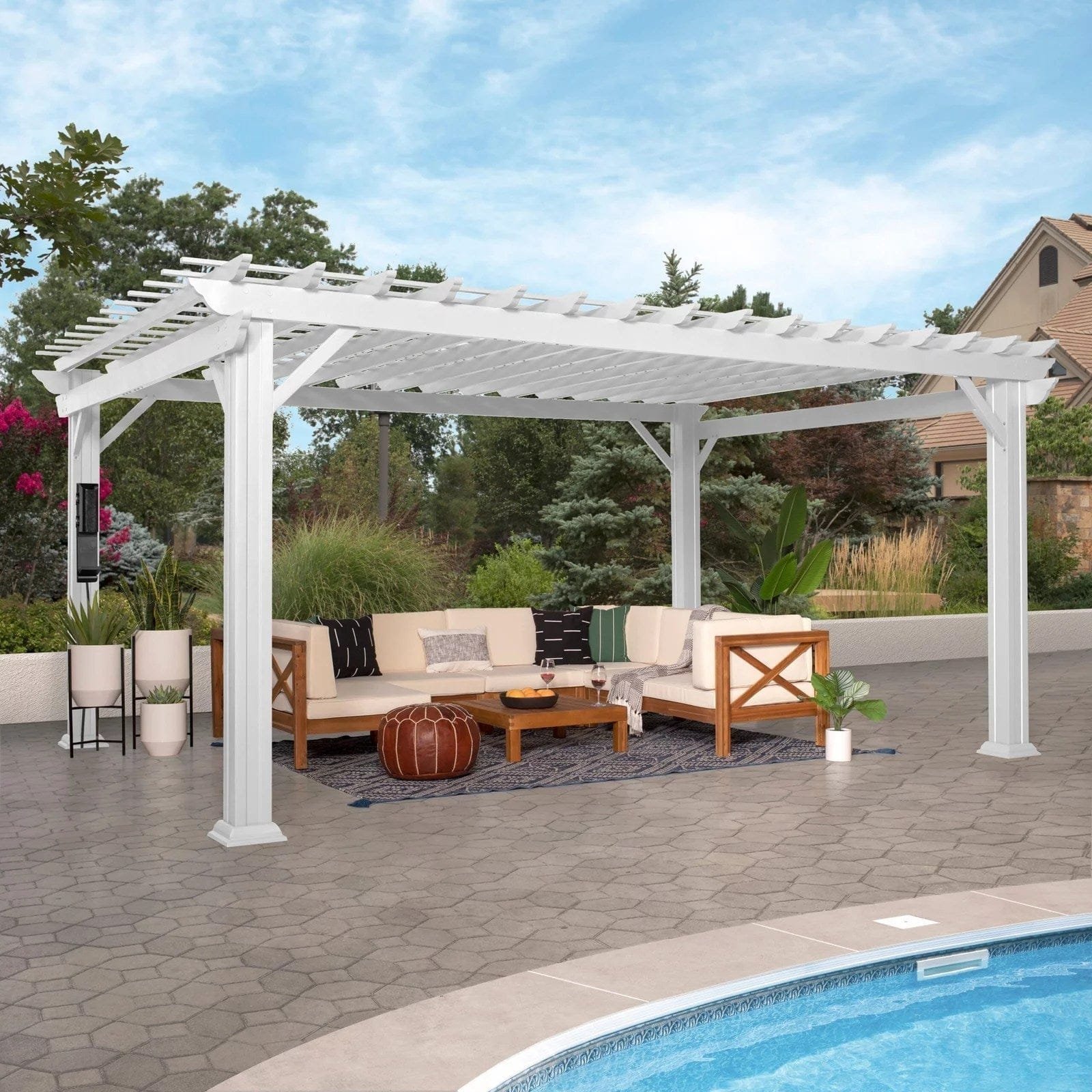 img-265.jpg 16×12 Hawthorne Traditional Steel Pergola With Sail Shade Soft Canopy - Image 1
