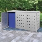 vidaXL Triple Wheelie Bin Shed 63.4 gal Stainless - Image 4